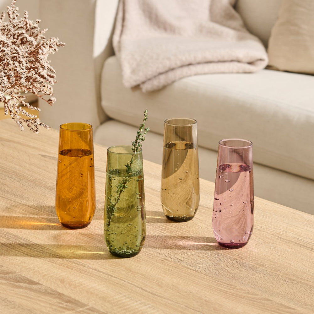 TOSSWARE RESERVE 9oz Stemless Champagne Tritan™ Copolyester Glass - Mixed Color Set - lily & onyx