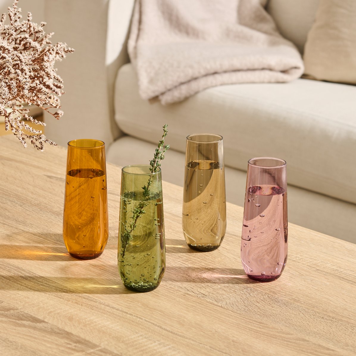 TOSSWARE RESERVE 9oz Stemless Champagne Tritan™ Copolyester Glass - Mixed Color Set - lily & onyx