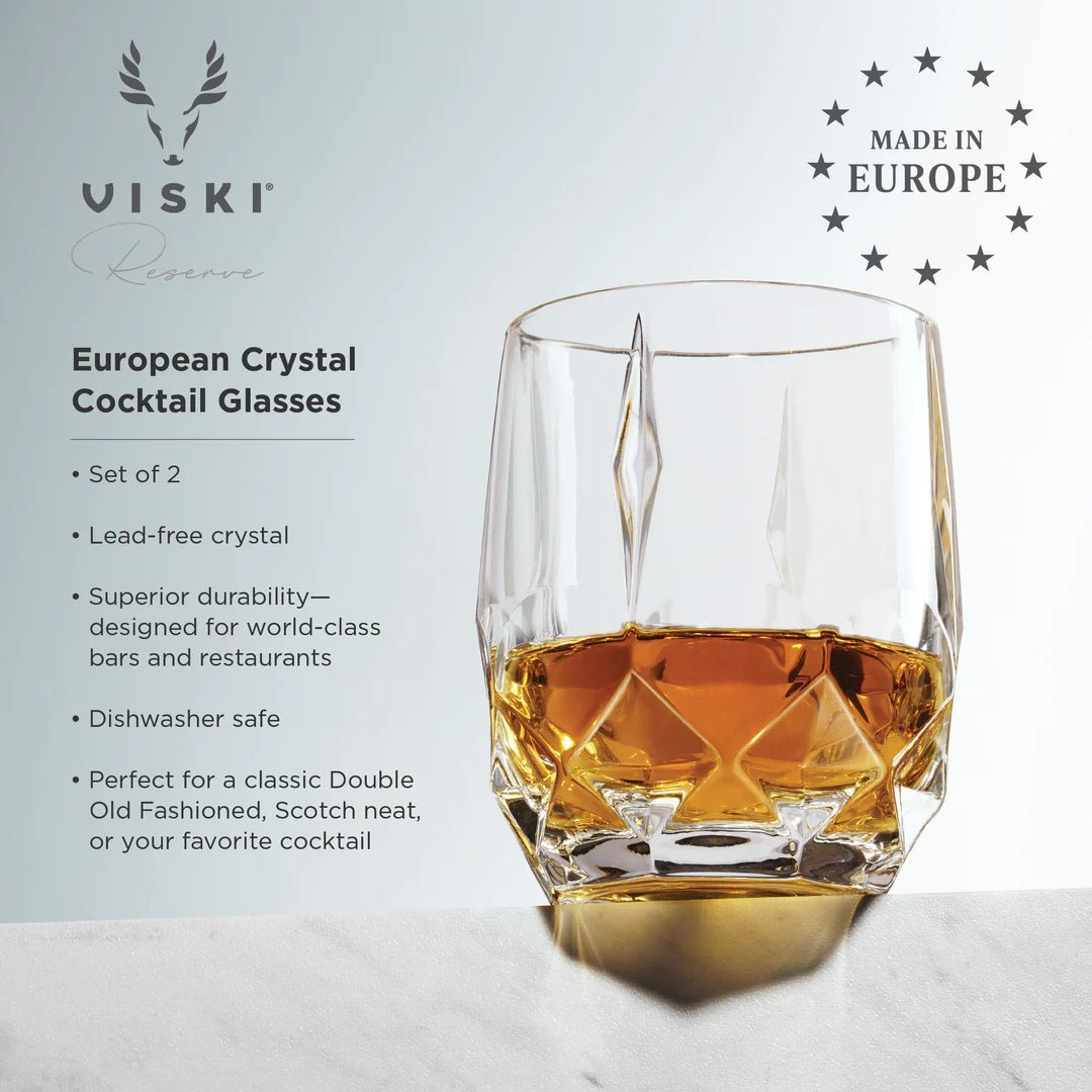 Viski Admiral Crystal Whiskey Tumbler Set of 2 - Premium Crystal