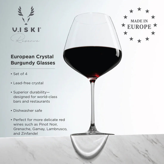 Viski Reserve European Crystal Burgundy Glasses, Set of 4 - lily & onyx