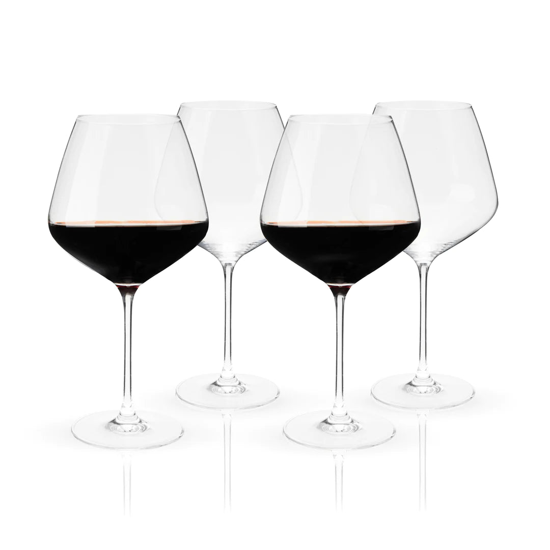 Viski Reserve European Crystal Burgundy Glasses, Set of 4 - lily & onyx