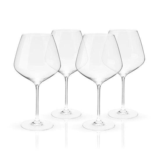Viski Reserve European Crystal Burgundy Glasses, Set of 4 - lily & onyx