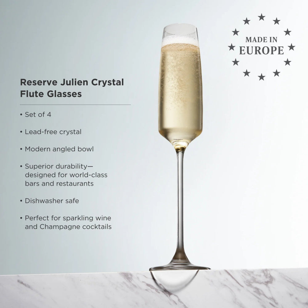 
                      
                        Viski Reserve Julien Crystal Flute Glasses, Set of 4 - lily & onyx
                      
                    
