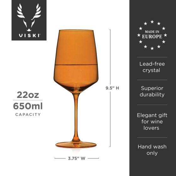 Viski Reserve Nouveau Amber Wine Glasses, Set of 2 - lily & onyx