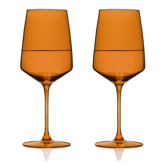 Viski Reserve Nouveau Amber Wine Glasses, Set of 2 - lily & onyx