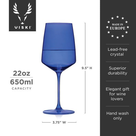 Viski Reserve Nouveau Cobalt Wine Glasses, Set of 2 - lily & onyx