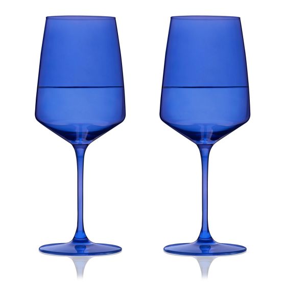 Viski Reserve Nouveau Cobalt Wine Glasses, Set of 2 - lily & onyx