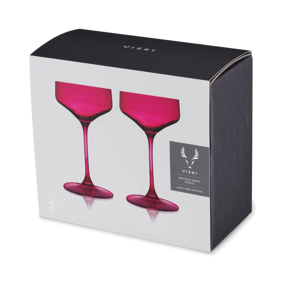 Viski Reserve Nouveau Crystal Coupe Glasses, Berry - Set of 2 - lily & onyx