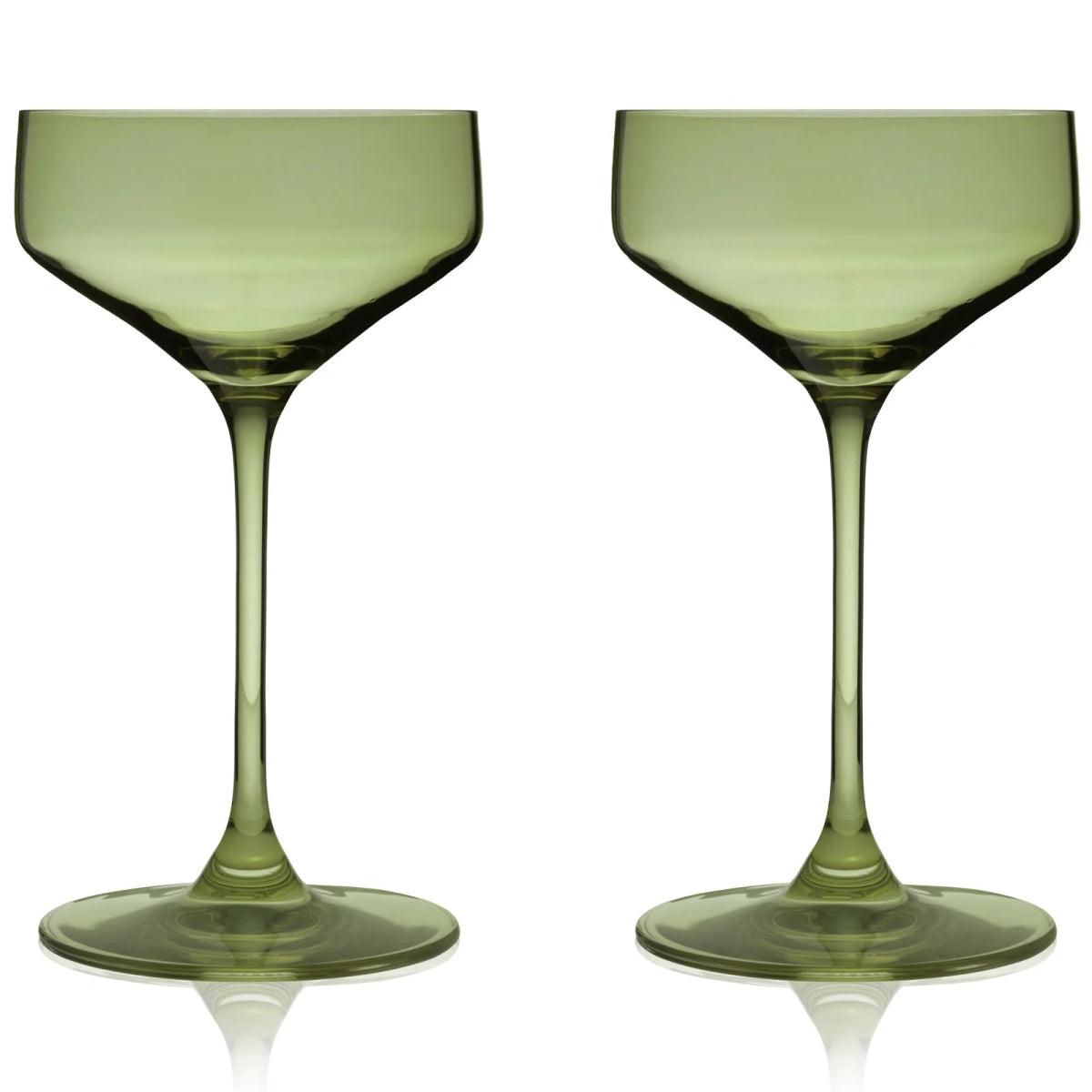 Viski Reserve Nouveau Crystal Coupe Glasses, Sage - Set of 2 - lily & onyx