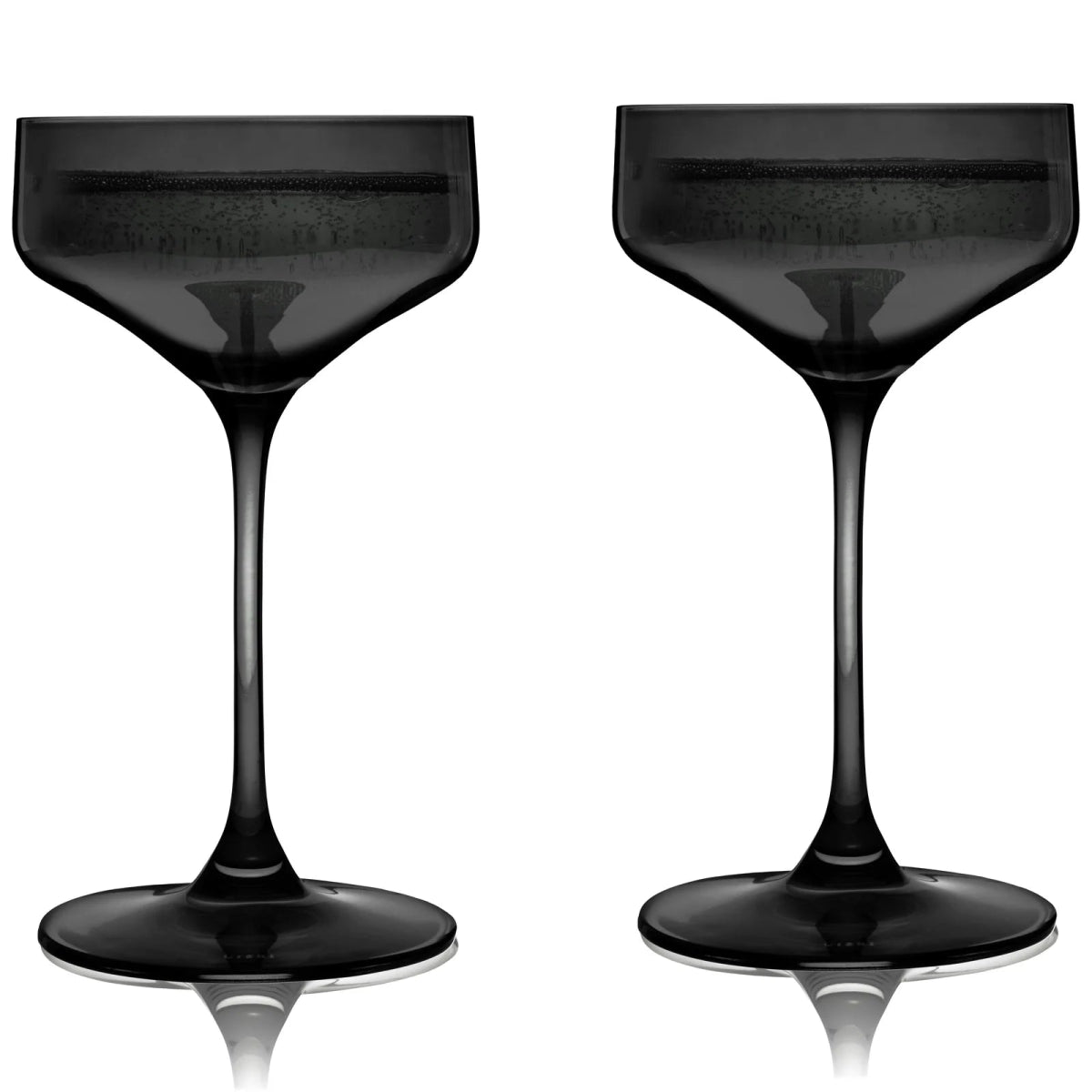 Viski Reserve Nouveau Crystal Coupe Glasses, Smoke - Set of 2 - lily & onyx
