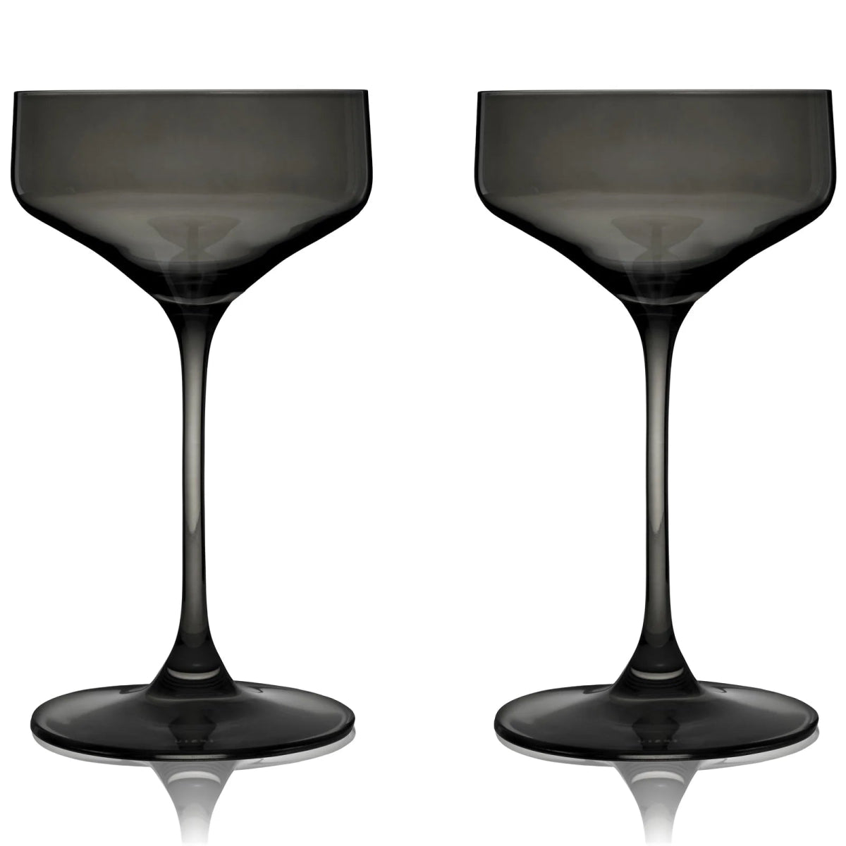 Viski Reserve Nouveau Crystal Coupe Glasses, Smoke - Set of 2 - lily & onyx