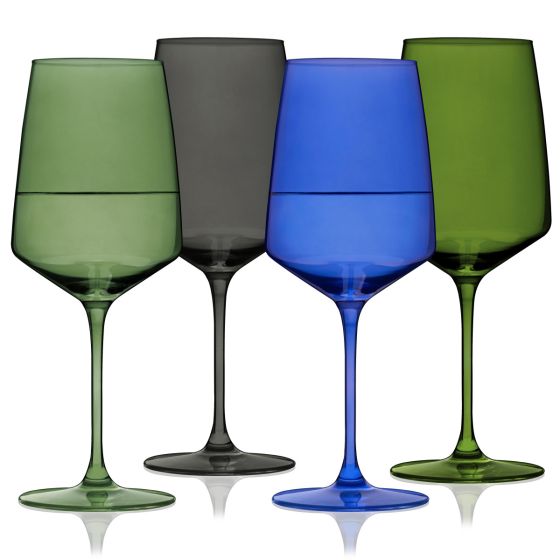 Viski Reserve Nouveau Seaside Wine Glasses, Set of 4 - lily & onyx