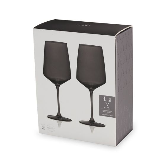 Viski Reserve Nouveau Smoke Gray Wine Glasses, Set of 2 - lily & onyx