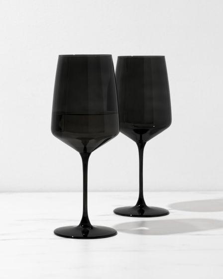 Viski Reserve Nouveau Smoke Gray Wine Glasses, Set of 2 - lily & onyx