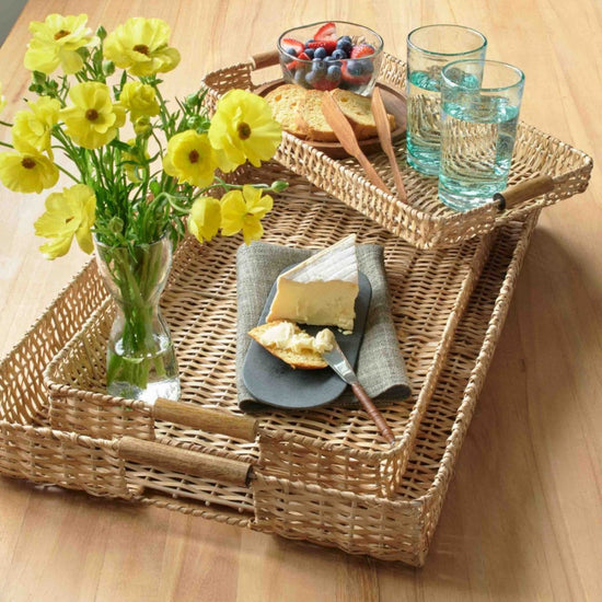 texxture Rimabi™ Bamboo Serving Tray with Wood Handles, Set of 3 - lily & onyx