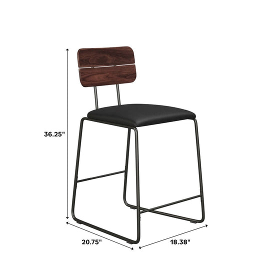Walker Edison Roland Modern 2-Piece Faux Leather Metal and Wood Counter Stool Set - lily & onyx