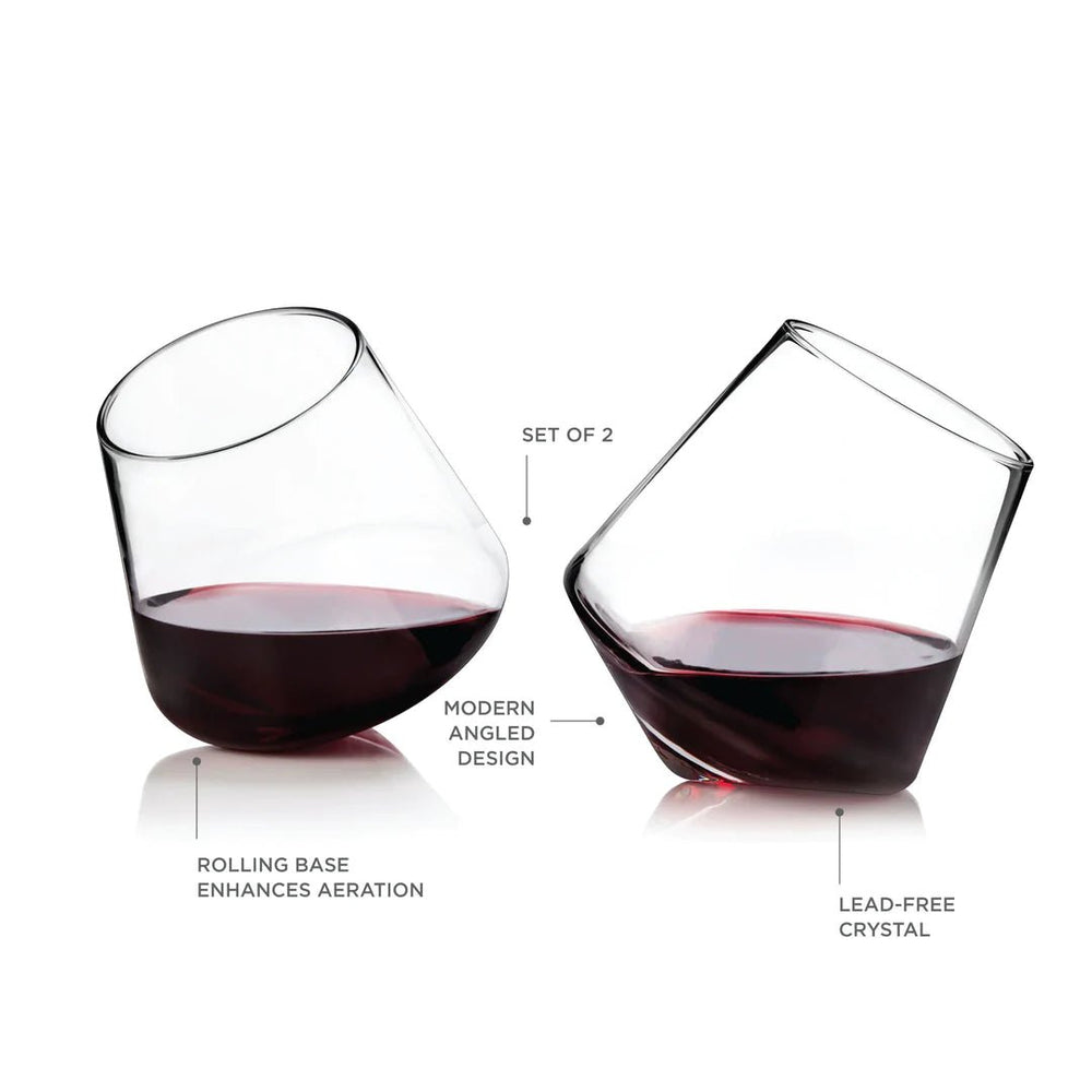
                      
                        Viski Rolling Crystal Wine Glasses - lily & onyx
                      
                    