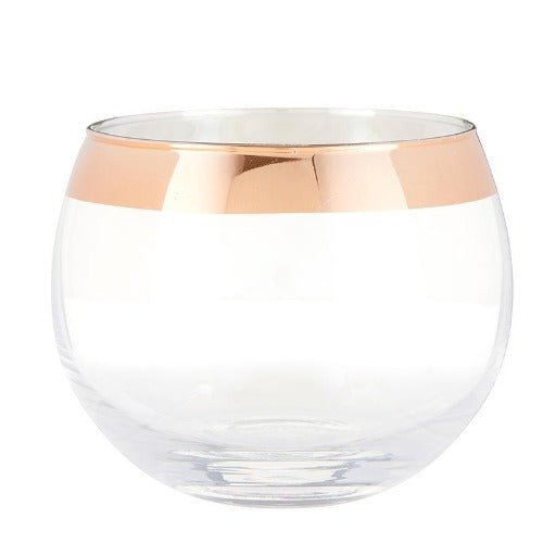 Santa Barbara Design Studio Roly Poly Glass With Rose Gold Rim, Set Of 4 - lily & onyx