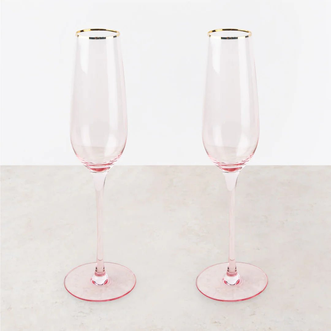 Twine Living Rose Crystal Champagne Flute Set - lily & onyx