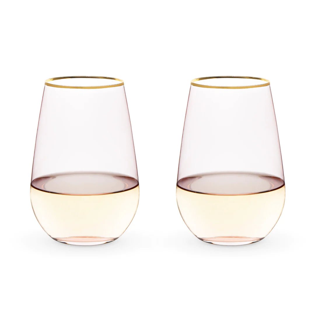 Twine Living Rose Crystal Stemless Wine Glass Set - lily & onyx