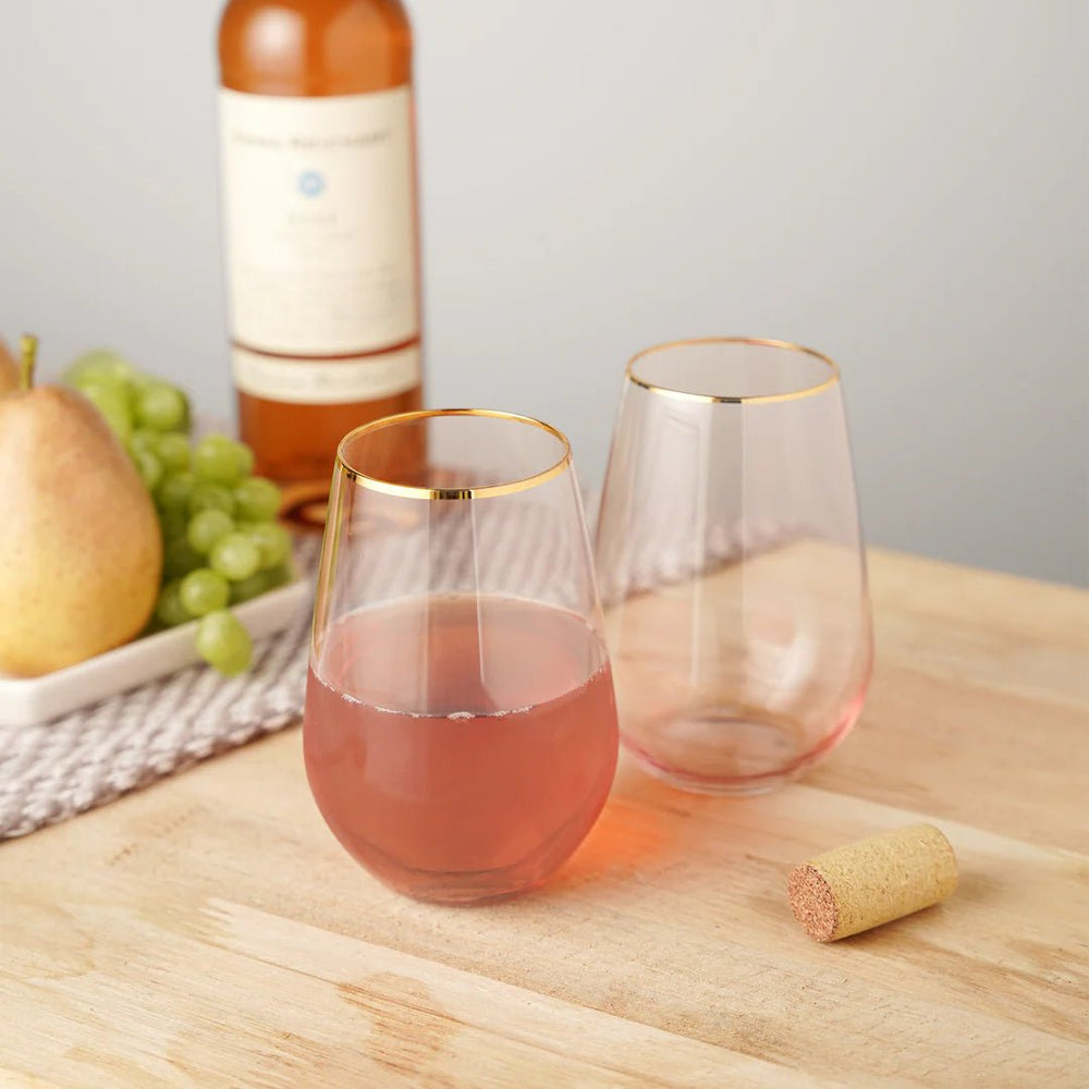
                      
                        Twine Living Rose Crystal Stemless Wine Glass Set - lily & onyx
                      
                    