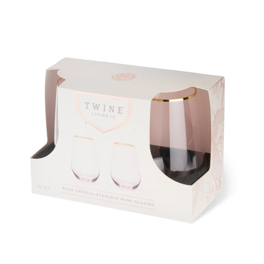 
                      
                        Twine Living Rose Crystal Stemless Wine Glass Set - lily & onyx
                      
                    