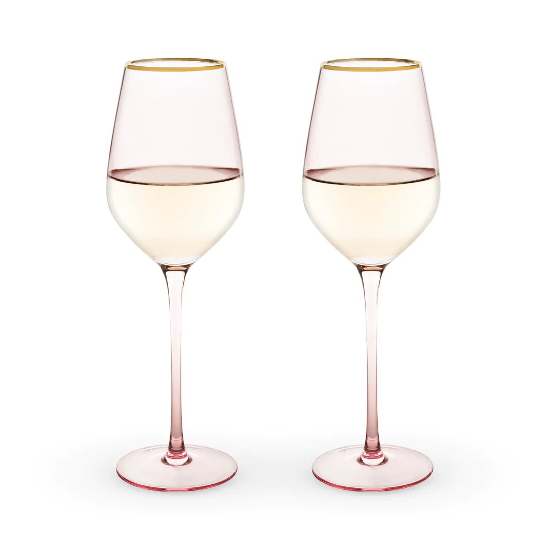 Twine Living Rose Crystal White Wine Glass Set - lily & onyx