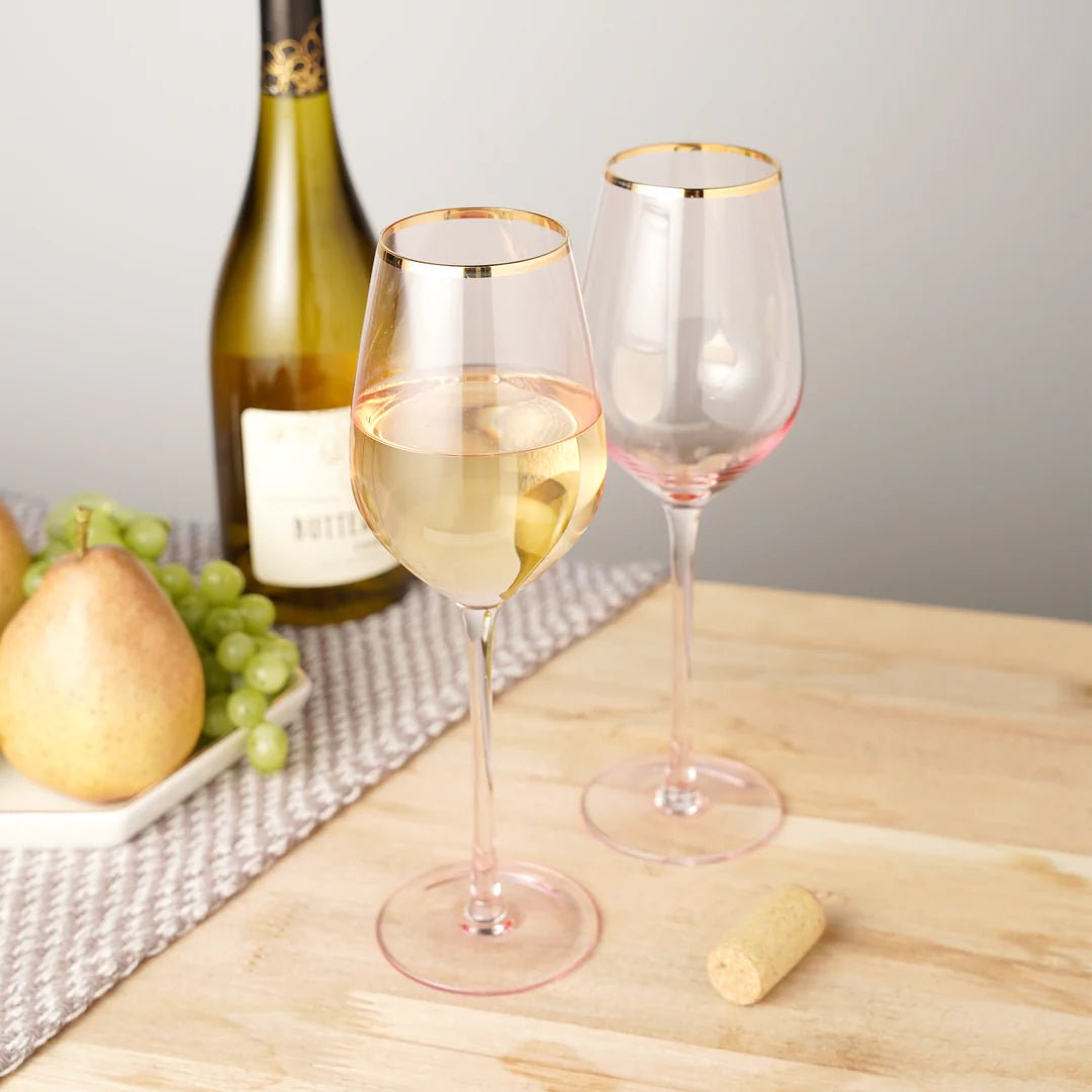 Twine Living Rose Crystal White Wine Glass Set - lily & onyx
