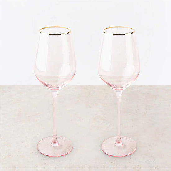 Twine Living Rose Crystal White Wine Glass Set - lily & onyx