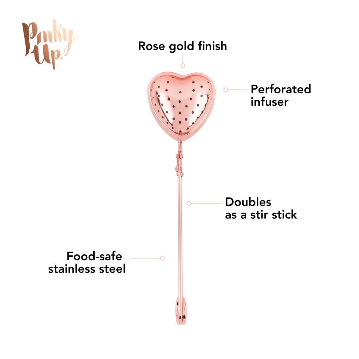 Pinky Up Rose Gold Heart Tea Infuser - lily & onyx