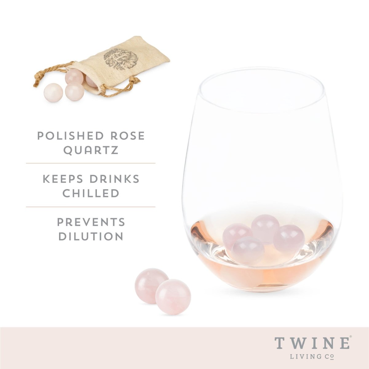 Twine Rose Quartz Wine Gems, Set of 6 - lily & onyx