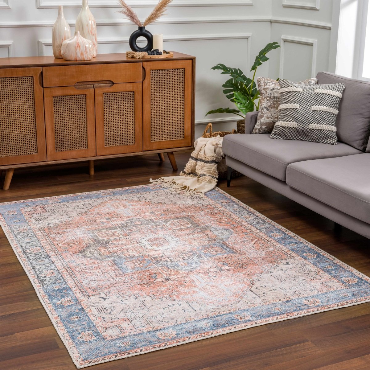 Hauteloom Rosman Distressed Washable Rug - lily & onyx