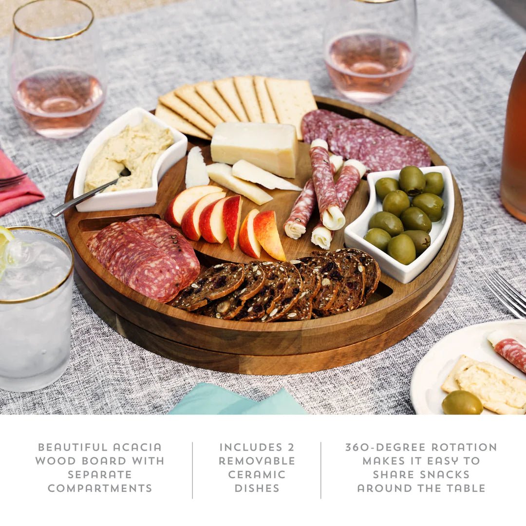 Load image into Gallery viewer, Twine Living Rotating Acacia Wood Charcuterie Board - lily &amp;amp; onyx
