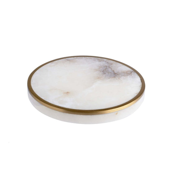 texxture Round Alabaster Coasters With Gold Rim, Set Of 4 - lily & onyx