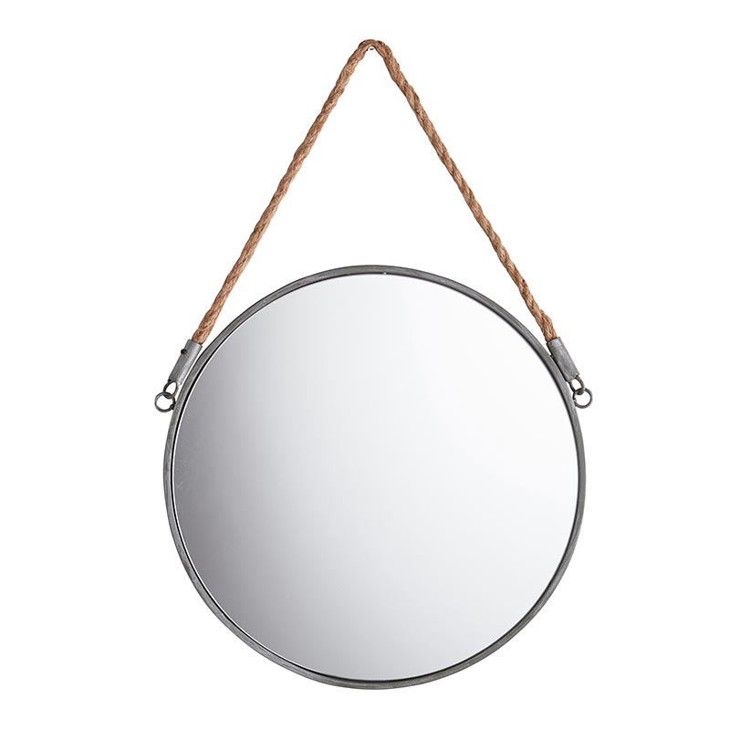 47th Main Round Hanging Mirror with Rope Cord lily onyx