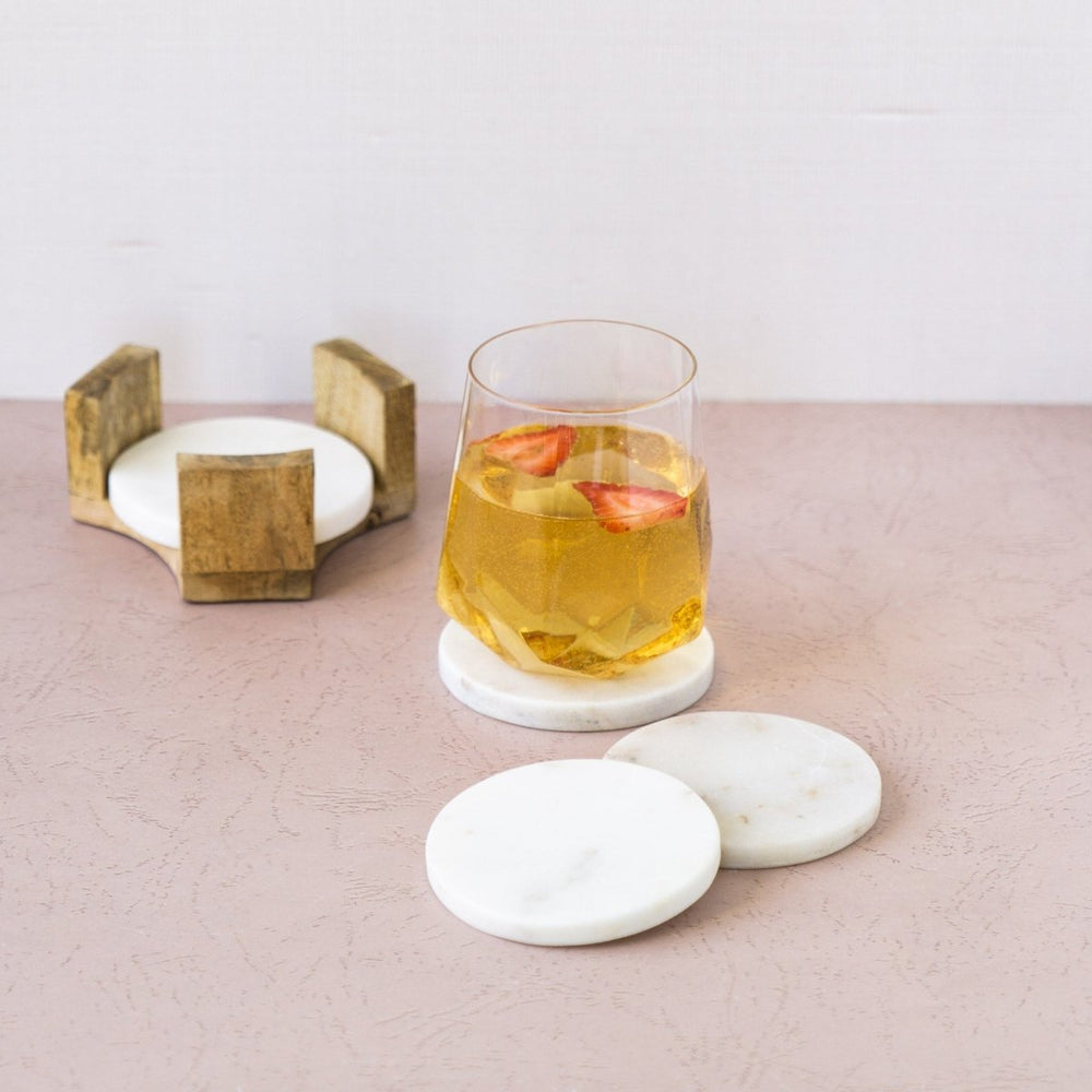 
                      
                        lily & onyx Round Marble Coasters With Mango Wood Holder, Set Of 4 - lily & onyx
                      
                    