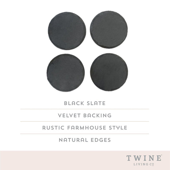 Load image into Gallery viewer, Twine Round Slate Coasters, Set of 4 - lily &amp;amp; onyx
