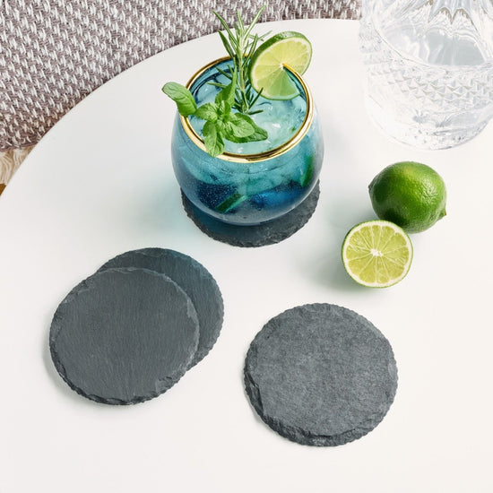 Load image into Gallery viewer, Twine Round Slate Coasters, Set of 4 - lily &amp;amp; onyx
