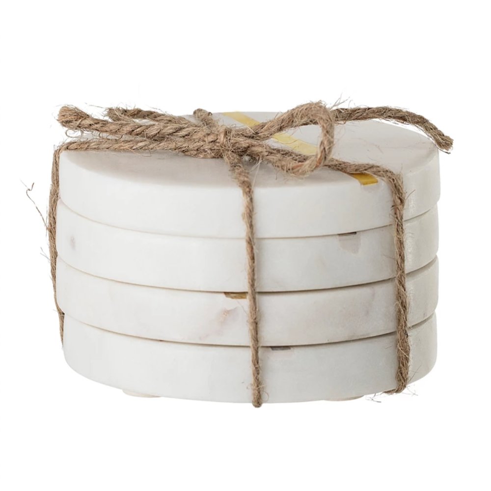 
                      
                        lily & onyx Round White Marble Coasters With Mother Of Pearl Inlay, Set Of 4 - lily & onyx
                      
                    