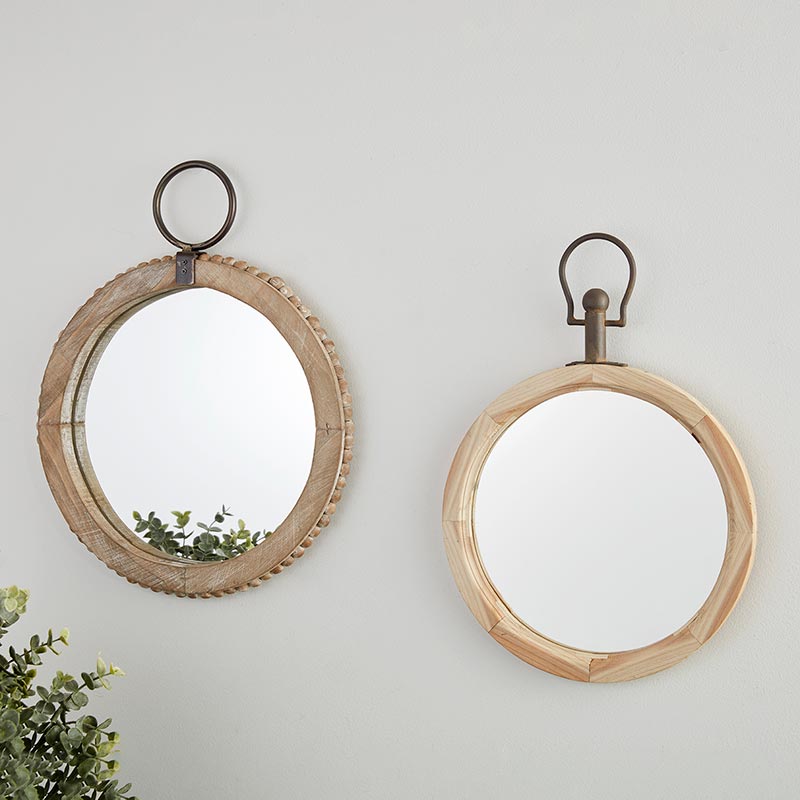 47th & Main Round Wooden Hanging Mirror - lily & onyx