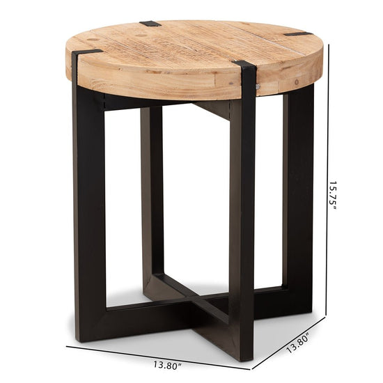 Load image into Gallery viewer, Baxton Studio Rustic And Industrial Natural Brown Finished Wood And Black Finished Metal End Table - lily &amp;amp; onyx
