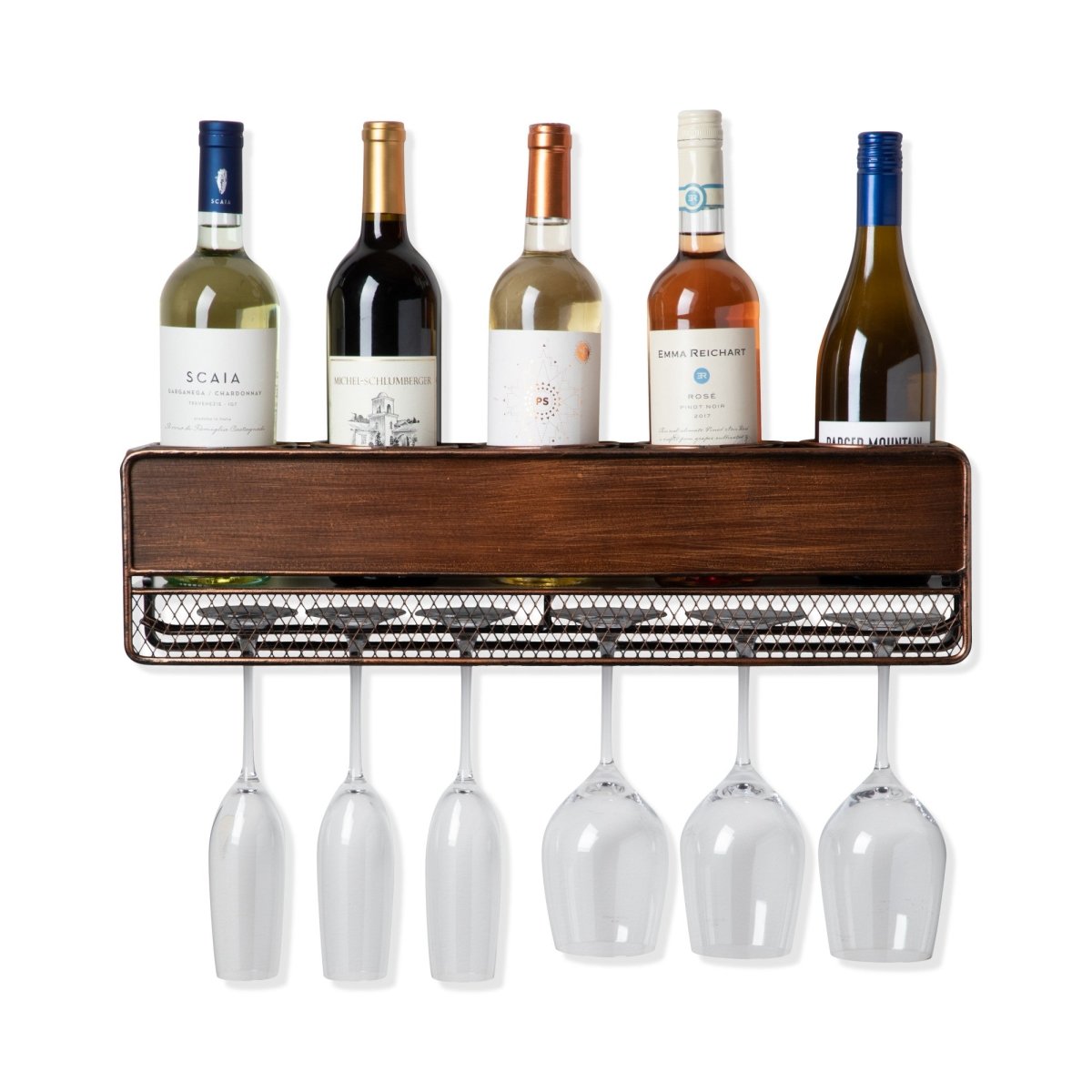 TRUE Rustic Wood & Metal Wine Shelf - lily & onyx