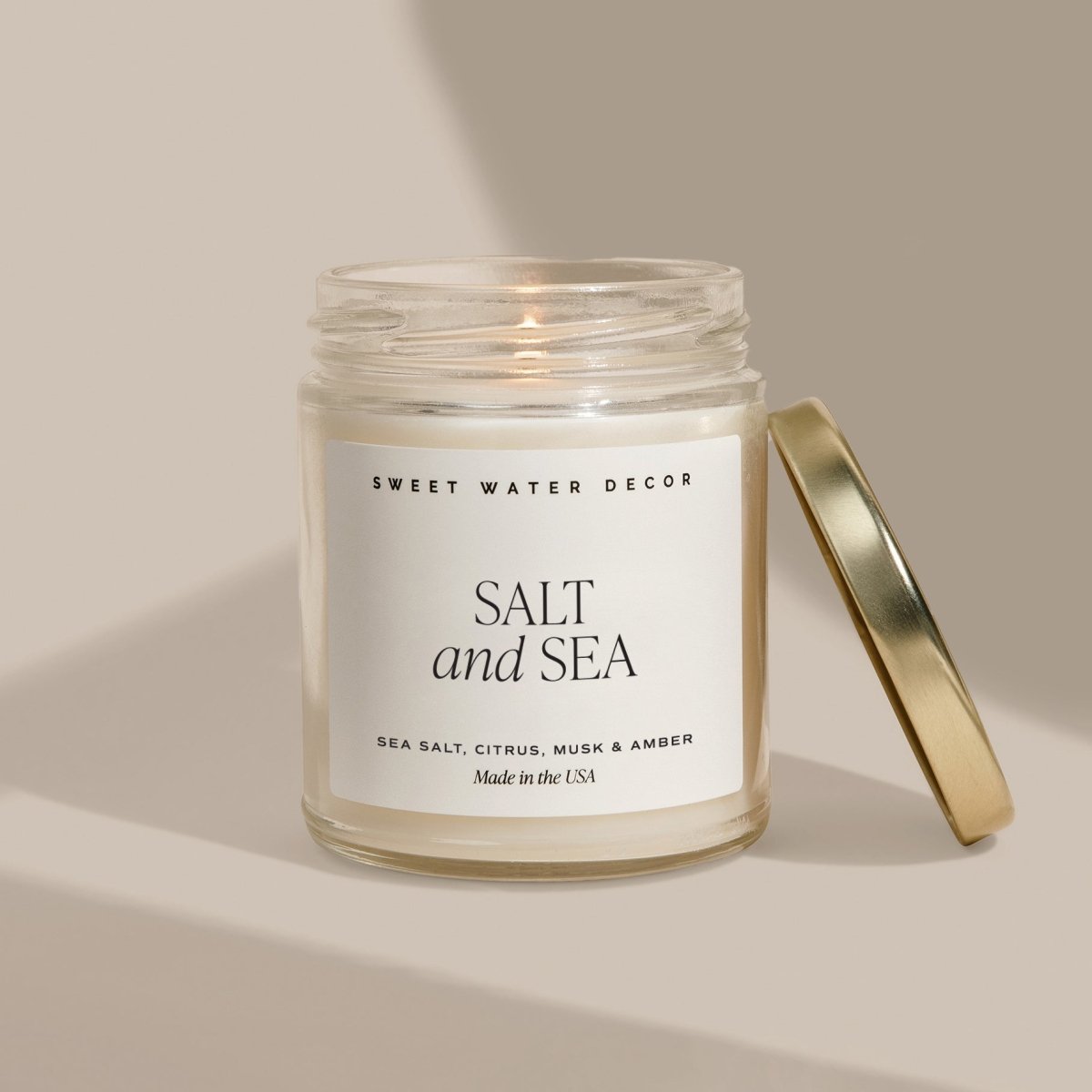 Sweet Water Decor Salt and Sea Soy Candle - Clear Jar - 9 oz - lily & onyx