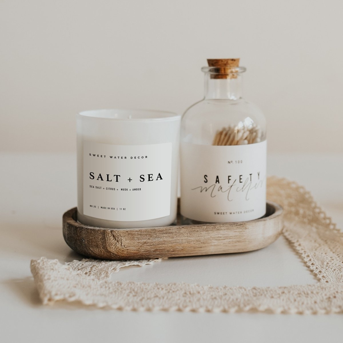 Sweet Water Decor Salt and Sea Soy Candle - White Jar - 11 oz - lily & onyx