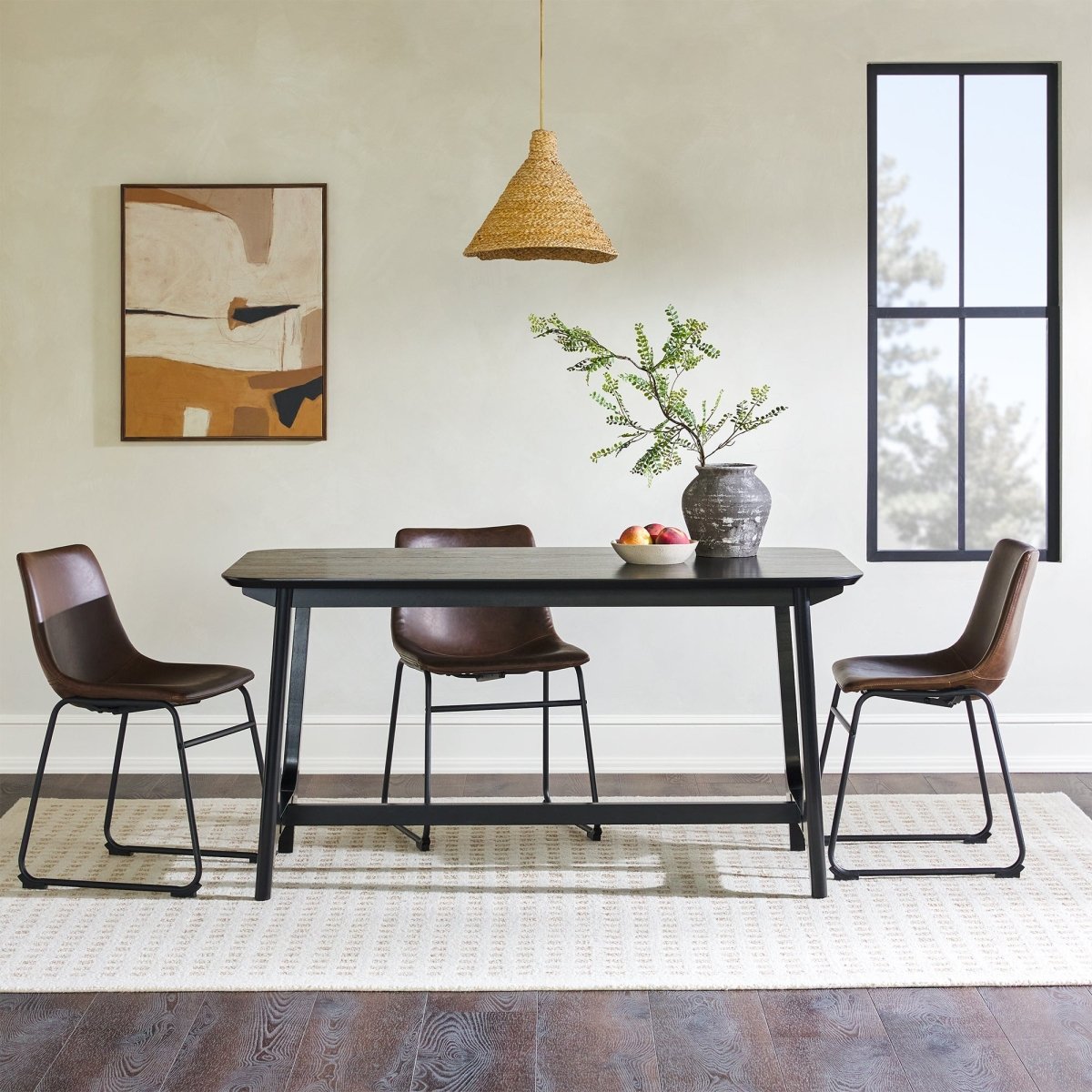Walker Edison Sammen 60" Mid-Century Dining Table with Trestle Base - lily & onyx