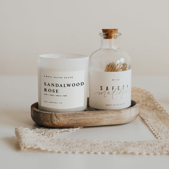 Sweet Water Decor Sandalwood Rose Soy Candle - White Jar - 11 oz - lily & onyx