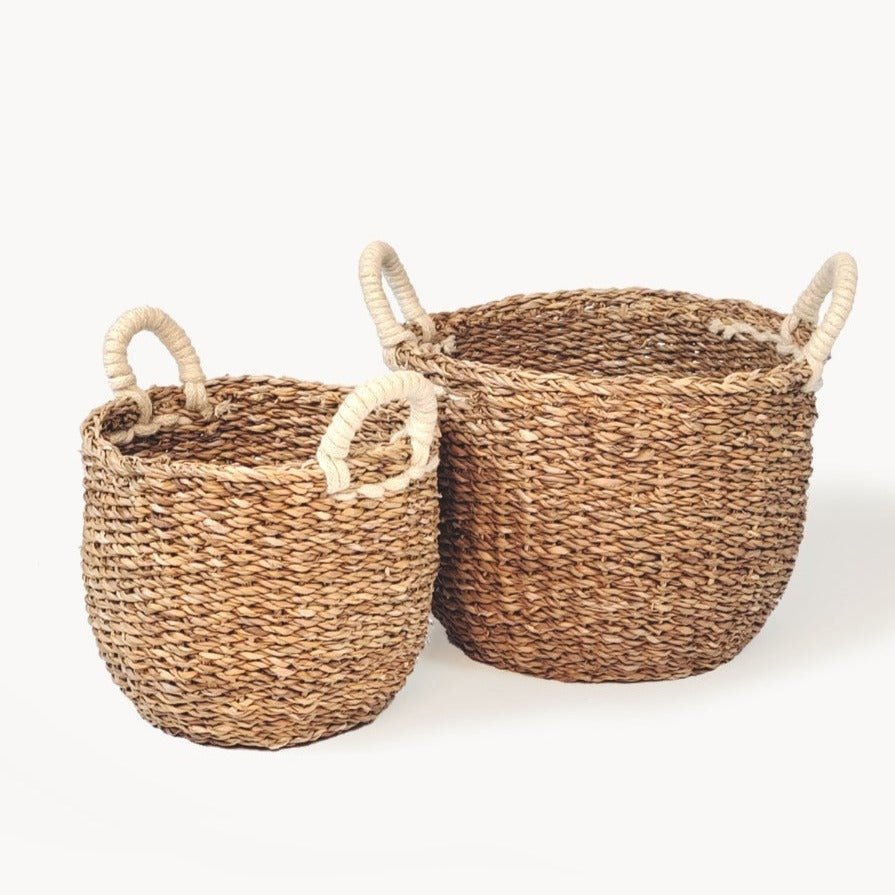 KORISSA Savar Basket with White Handle - lily & onyx