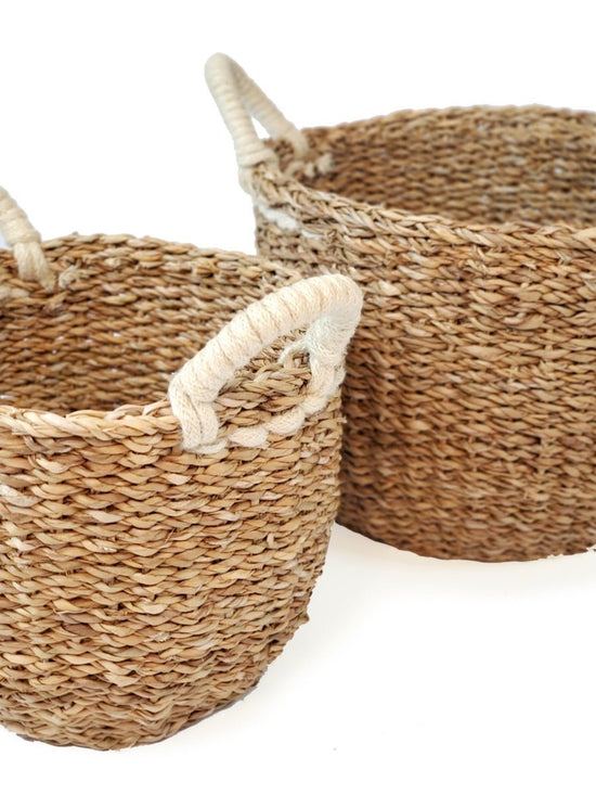 KORISSA Savar Basket with White Handle - lily & onyx