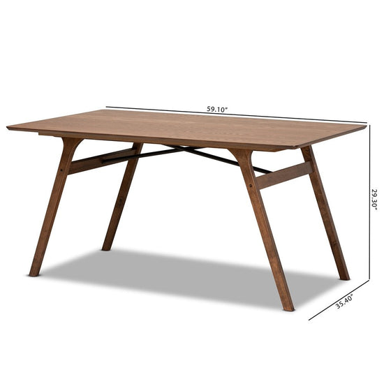 Baxton Studio Saxton Mid Century Modern Transitional Walnut Brown Finished Wood Dining Table - lily & onyx