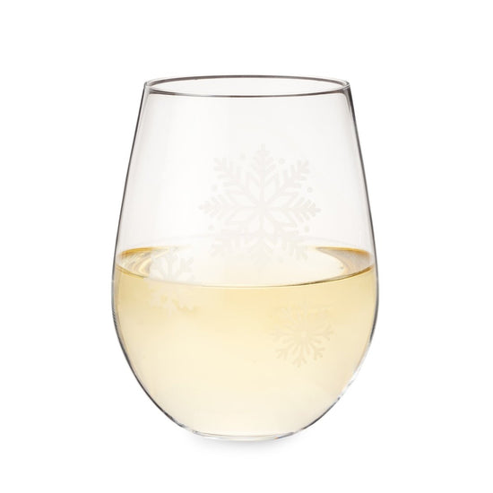 Load image into Gallery viewer, Twine Scattered Snowflakes Stemless Wine Glass - lily &amp;amp; onyx
